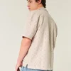 Camisa curta de manga curta estilo croché