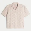 Camisa curta de manga curta estilo croché