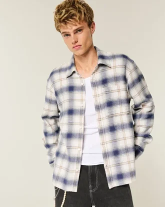 Camisa de flanela com estampado da Universidade de Michigan Wolverines