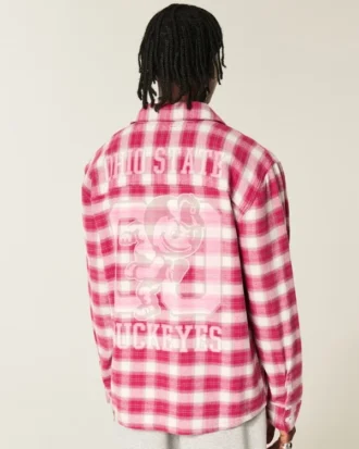 Camisa de flanela com gráfico da Ohio State University Buckeyes