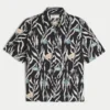 Camisa de linho com padrão de peixes tropicais