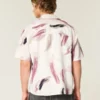 Camisa de manga curta com padrão em mistura de linho