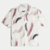Camisa de manga curta com padrão em mistura de linho