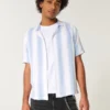 Camisa de manga curta com riscas texturadas