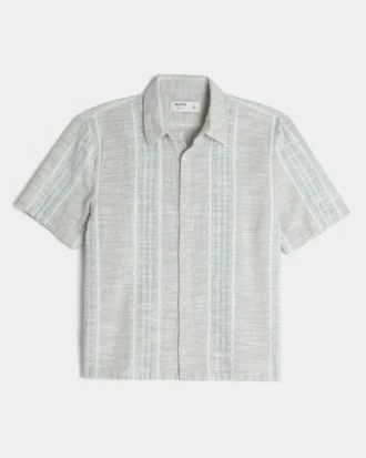 Camisa de manga curta com riscas texturadas