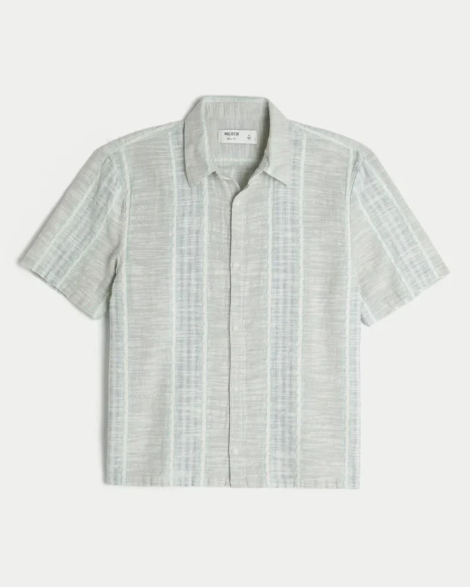 Camisa de manga curta com riscas texturadas
