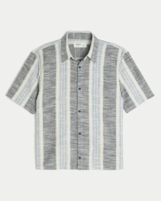 Camisa de manga curta com riscas texturadas