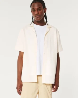 Camisa de manga curta com textura descontraída