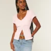 Camisa de manga curta com textura em popeline elástico