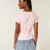 Camisa de manga curta com textura em popeline elástico