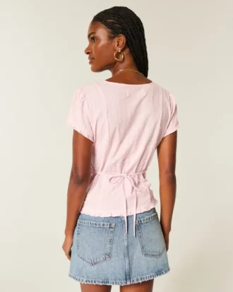 Camisa de manga curta com textura em popeline elástico