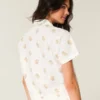 Camisa de manga curta em algodão Oxford