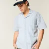 Camisa de manga curta em linho misturado