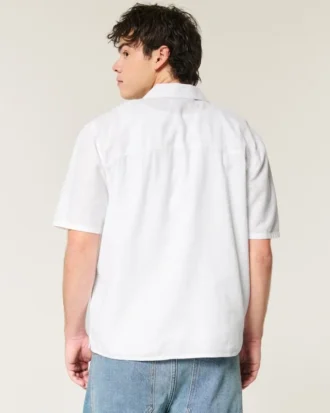 Camisa de manga curta em linho misturado
