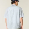 Camisa de manga curta em linho misturado