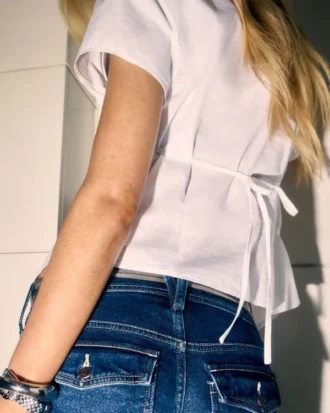 Camisa de manga curta em popeline
