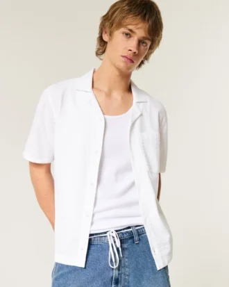 Camisa de manga curta em seersucker