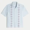 Camisa de manga curta às riscas