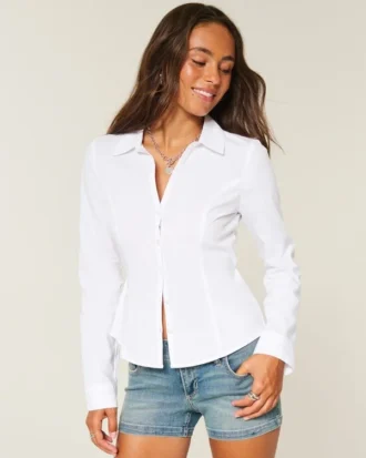 Camisa de popeline com botões