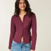 Camisa de popeline elástica com botões