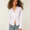 Camisa de popeline elástica com botões