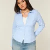 Camisa de popeline elástica com botões
