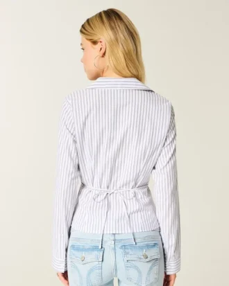 Camisa de popeline elástica com botões