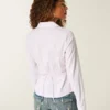 Camisa de popeline elástica com botões