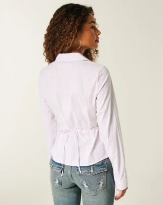 Camisa de popeline elástica com botões