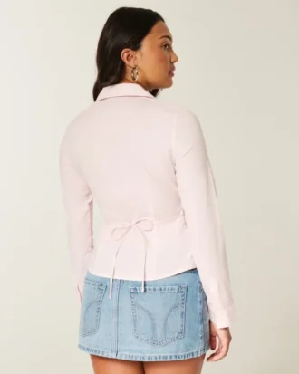 Camisa de popeline elástica com botões
