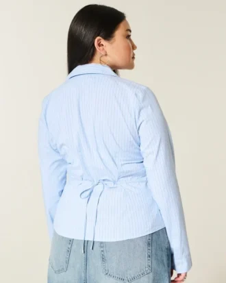 Camisa de popeline elástica com botões