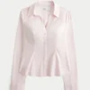 Camisa de popeline elástica com botões