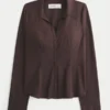 Camisa de popeline elástica com botões