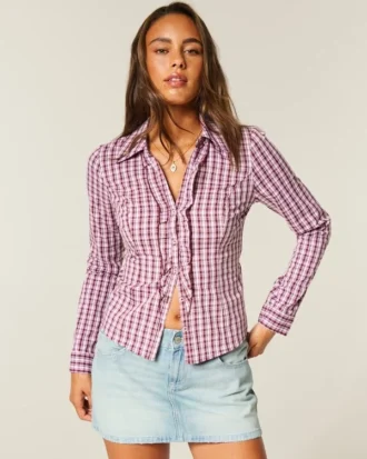 Camisa de popeline elástica estilo smoking