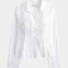 Camisa de popeline elástica estilo smoking