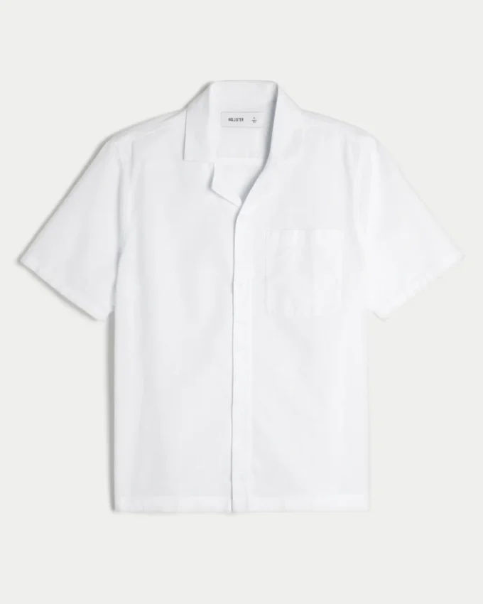 Camisa descontraída de manga curta com botões