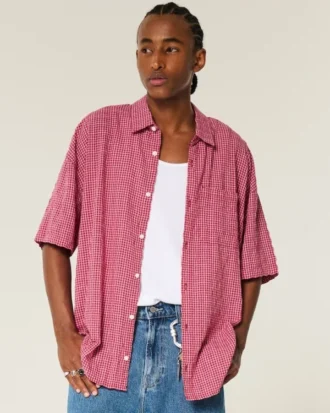 Camisa folgada de manga curta