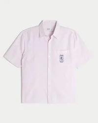 Camisa gráfica de manga curta em linho misturado com corte quadrado Key West