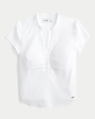 Camisa Henley de manga curta com decote em V