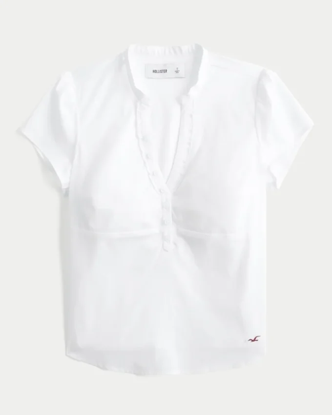 Camisa Henley de manga curta com decote em V