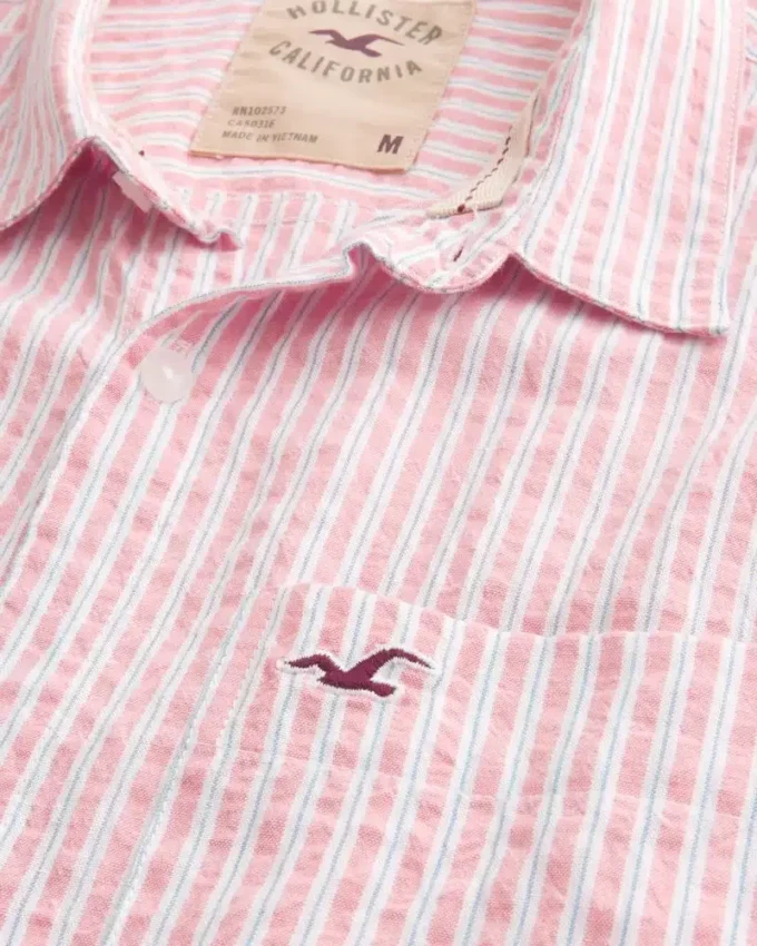 Camisa Icon de manga curta em seersucker