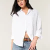 Camisa oversized em mistura de linho