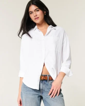 Camisa oversized em mistura de linho