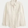 Camisa oversized em mistura de linho
