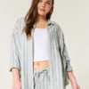 Camisa oversized em mistura de linho