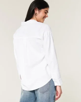 Camisa oversized em mistura de linho