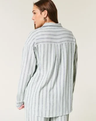 Camisa oversized em mistura de linho