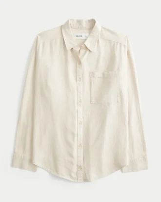 Camisa oversized em mistura de linho