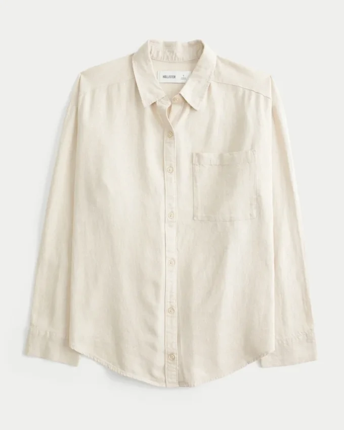 Camisa oversized em mistura de linho