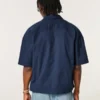 Camisa Oxford de manga curta super larga